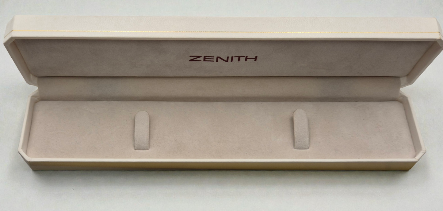 Vintage Zenith watch box Long white flat watch box Circa 1990s