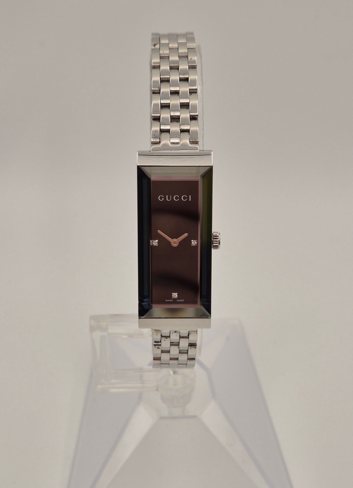 Gucci Ladies G-Frame YA127504 Quartz watch 14mm case Diamond dot dial