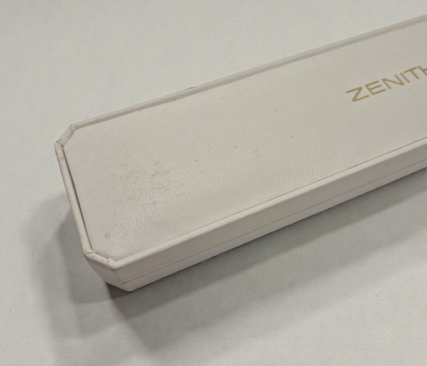 Vintage Zenith watch box Long white flat watch box Circa 1990s