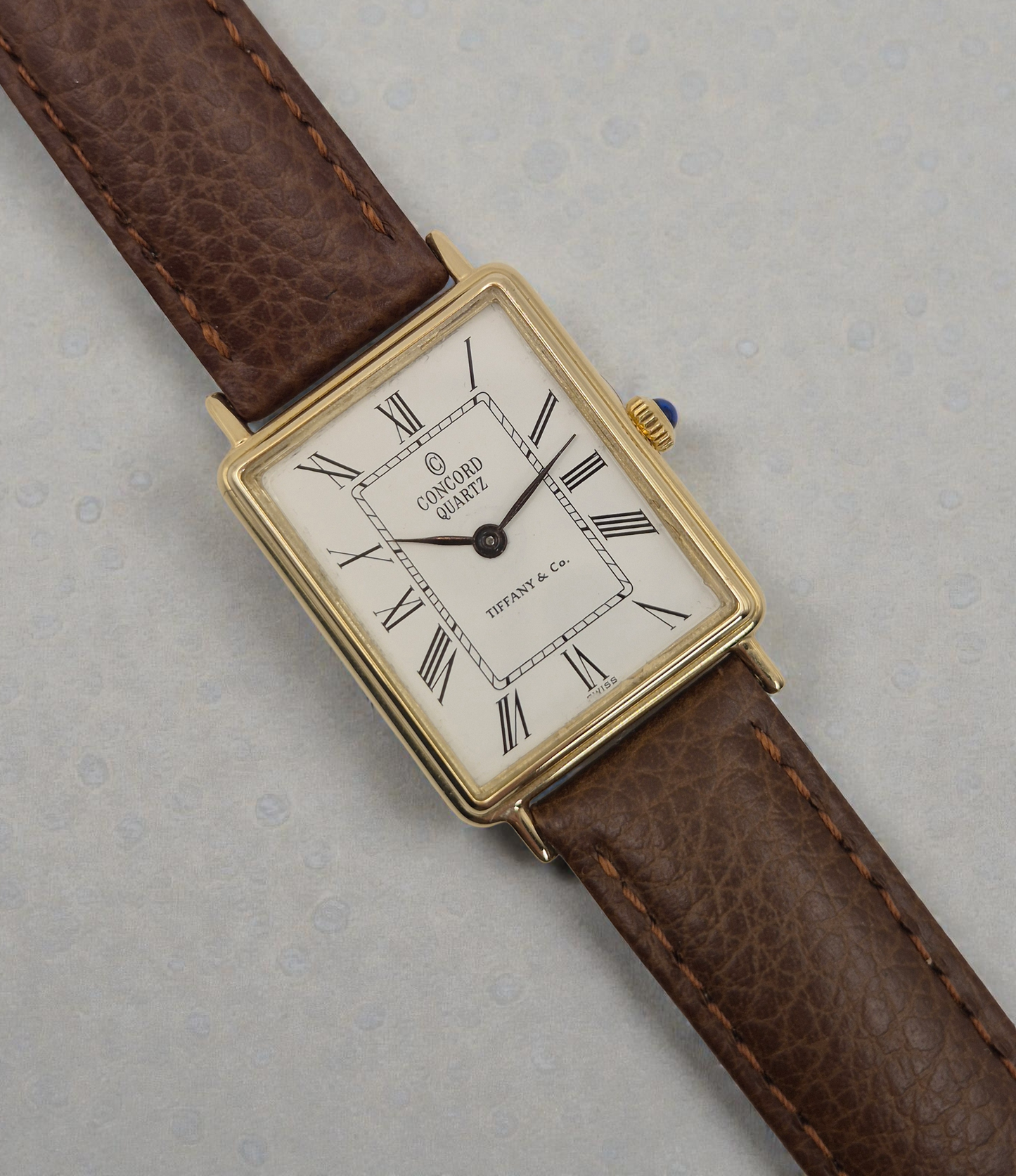 Concord 14ct Gold "Tank" watch with Tiffany & Co stamped dial