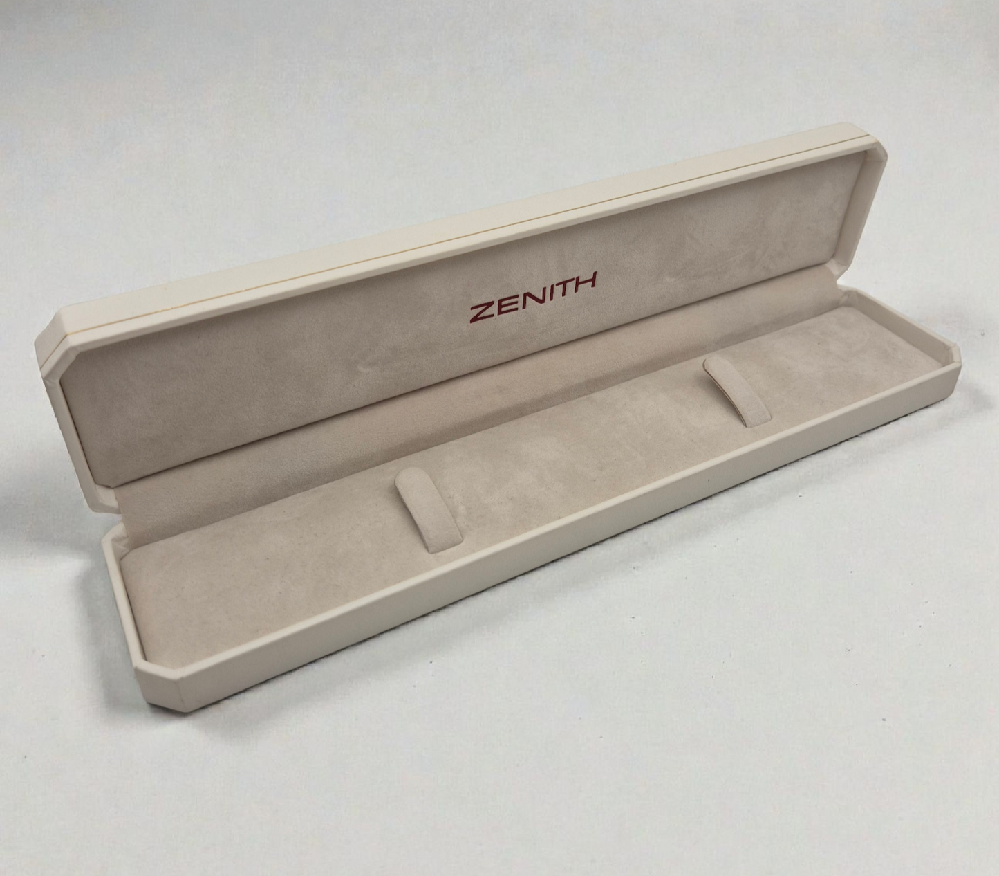 Vintage Zenith watch box Long white flat watch box Circa 1990s