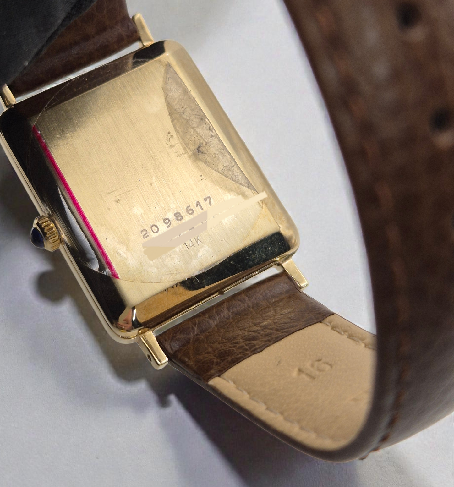 Concord 14ct Gold "Tank" watch with Tiffany & Co stamped dial