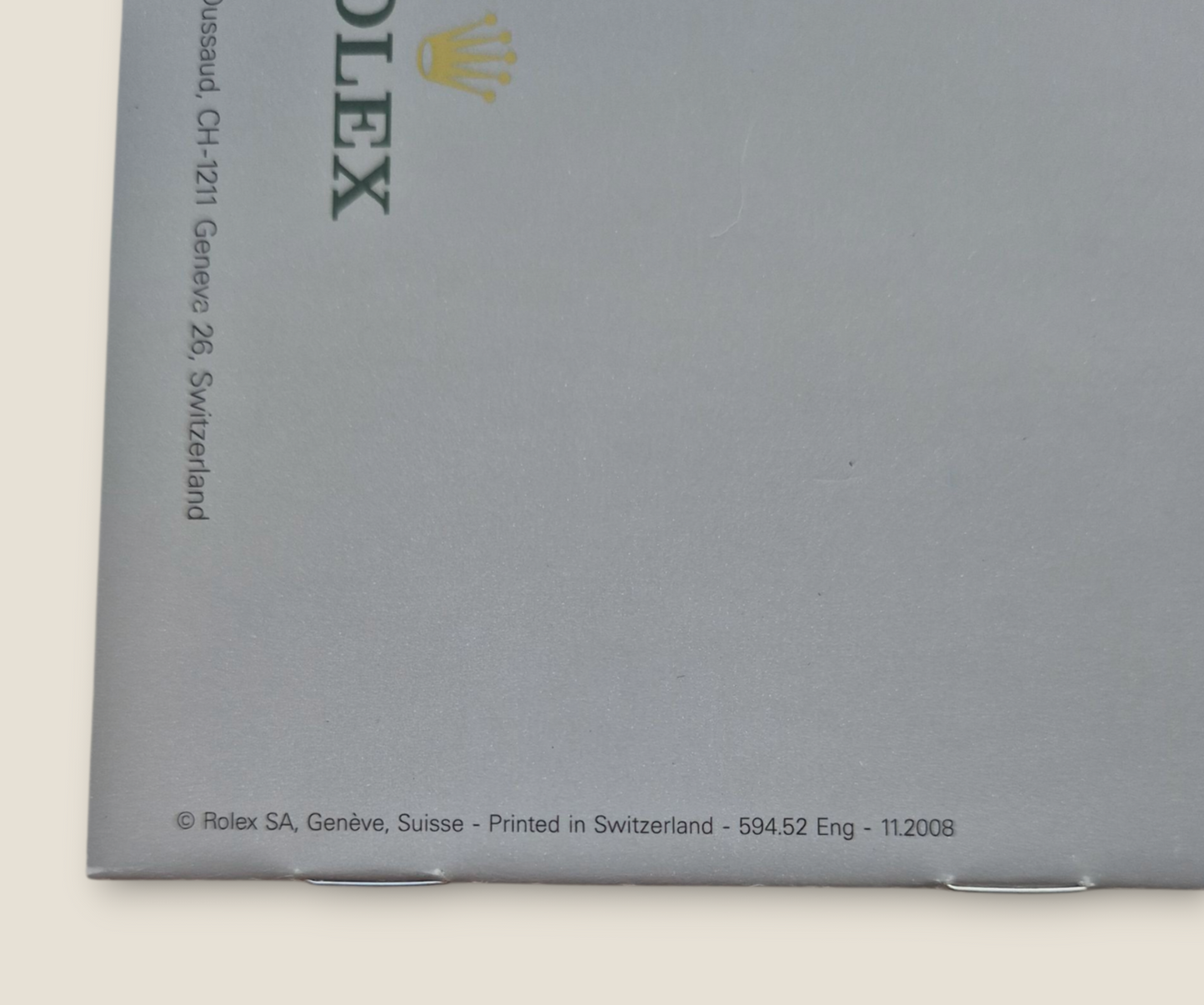 Rolex Submariner instruction manual 2008 594.52 Eng + Rolex wallet, Swing tag & Calendar card