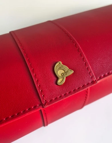 Wiliam Wood 3 watch roll Red leather travel case