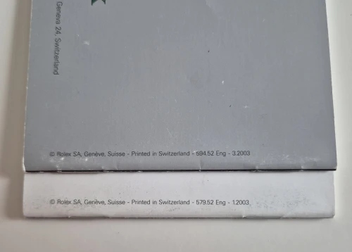 Rolex Submariner Manual 2003 594.52 Eng - 3.2003 + Your Rolex Oyster manual 579.52 Eng - 1.2003