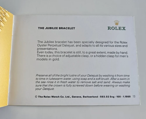 Rolex Datejust manual 1988 593.02 Eng - 100 - 1.1988