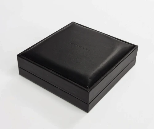 Bvlgari necklace / bracelet box black leather with beige inner cushion
