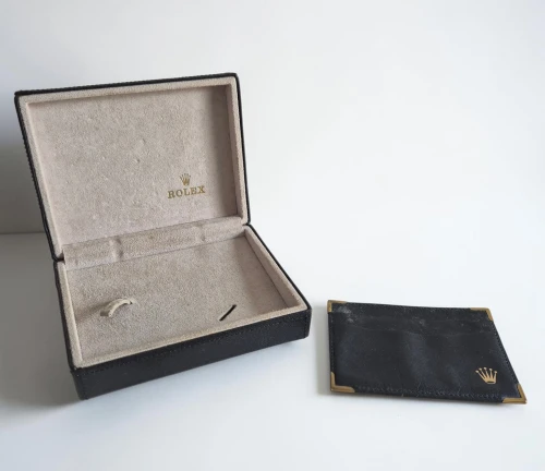 Rolex Cellini black leather watch box with papers wallet 49.00.71