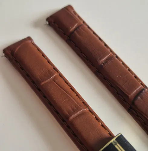 12mm Extra long Brown leather watch strap Alligator grain with stainless steel pin buckle