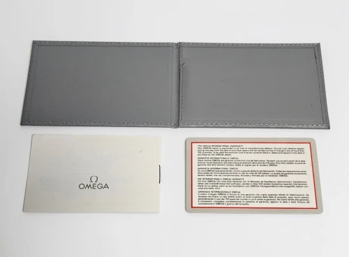 Omega grey watch box with blank guarantee papers circa 1990-2000s