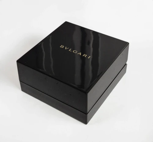 Bvlgari earring box shiny black laquer + outer box