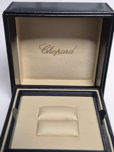 Chopard ring box large dark blue stitched leather 4.5 Inch