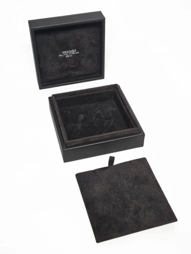 Hermes necklace box Square shape Black inner lining with Orange outer box