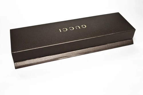 Gucci long flat box for watches / bracelets / jewellery with grey velvet pouch