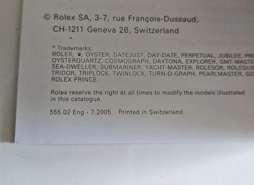 Rolex Cosmograph Daytona Manual 2005 set 555.02 Eng - 7.2005