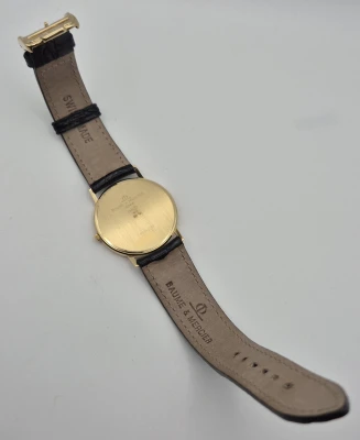 Baume & Mercier MV045088 18ct gold case, White dial, Blk Strap