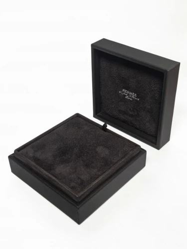 Hermes necklace box Square shape Black inner lining with Orange outer box