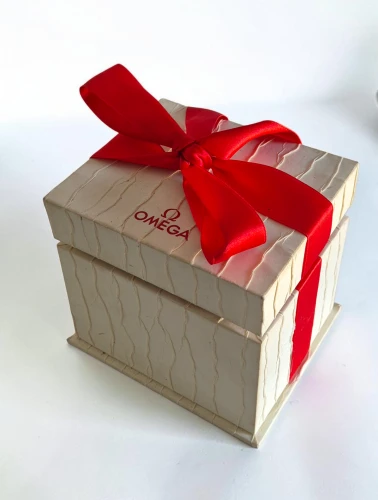Omega watch box for ladies constellation / Deville Cream with red ribbon