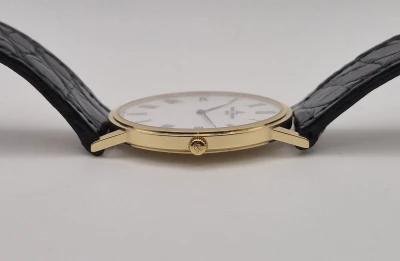 Baume & Mercier MV045088 18ct gold case, White dial, Blk Strap