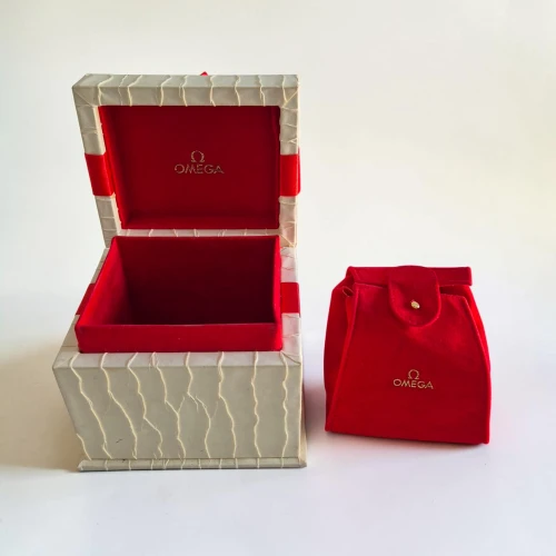 Omega watch box for ladies constellation / Deville Cream with red ribbon