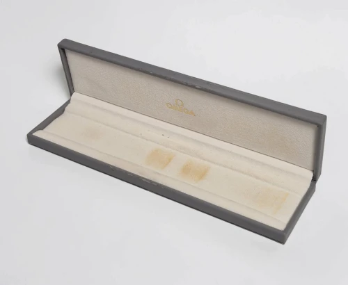 Omega grey watch box long flat lay box with outer box Circa 1990s-2000s *Flaking