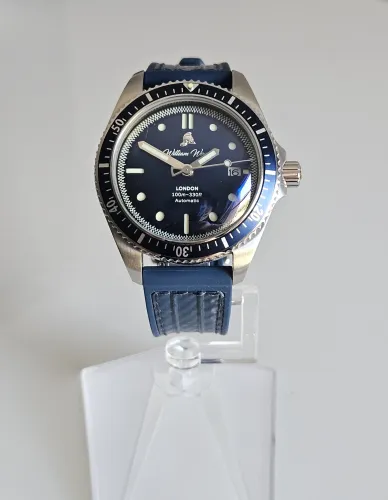 William Wood Valiant Automatic watch Blue dial & Rubber strap Box & Papers