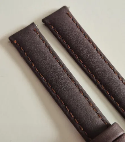 12mm Brown leather watch strap with stainless steel pin buckle