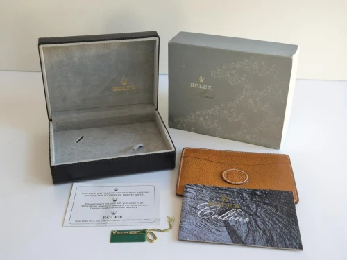 Vintage Rolex Cellini watch box Black leather box with manual & accessories 1997 49.00.08