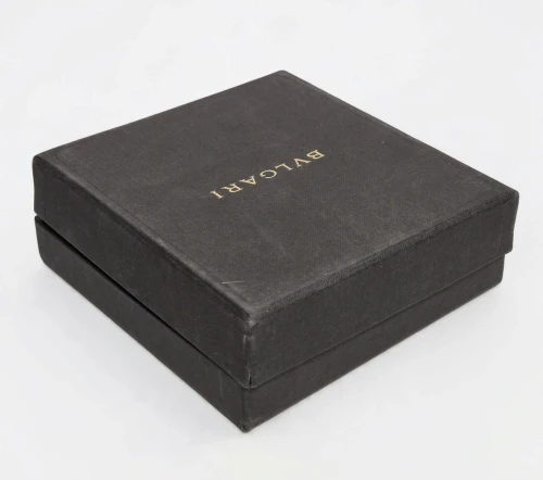 Bvlgari necklace / bracelet box black leather with beige inner cushion