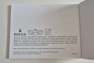Rolex Sea-Dweller 4000 / Deep Sea 2015 Manual 665.92 Eng