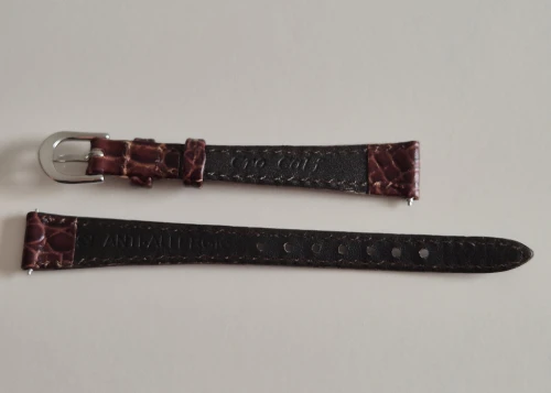12mm Brown leather strap Crocodile grain with Stainless steel buckle