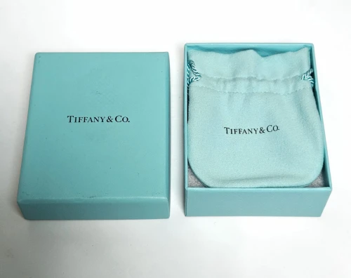 Tiffany & Co. Blue velvet jewellery pouch with box