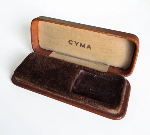 CYMA Vintage watch box circa 1940s tan brown