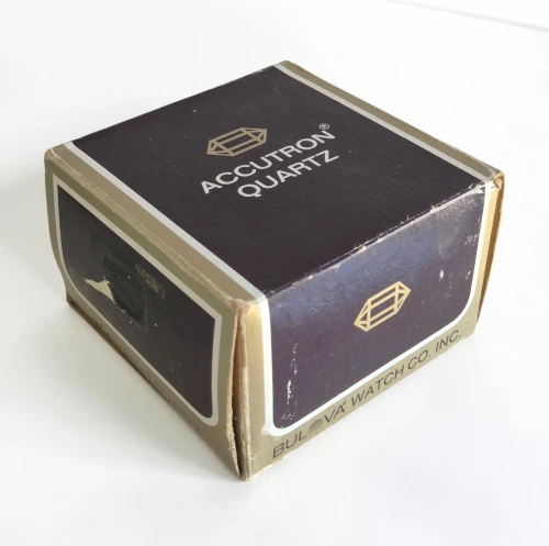 Vintage Bulova Accutron watch box with blank papers circa 1980s-1990s