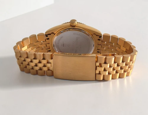 Swiss Ingot Quartz watch Solid 24ct gold ingot in dial Champagne dial Gold plated