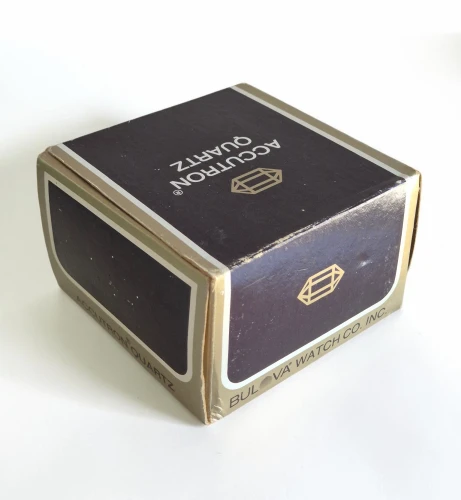 Vintage Bulova Accutron watch box with blank papers circa 1980s-1990s
