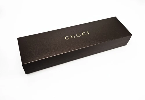 Gucci long flat box for watches / bracelets / jewellery with grey velvet pouch