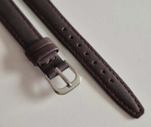12mm Brown leather watch strap with stainless steel pin buckle