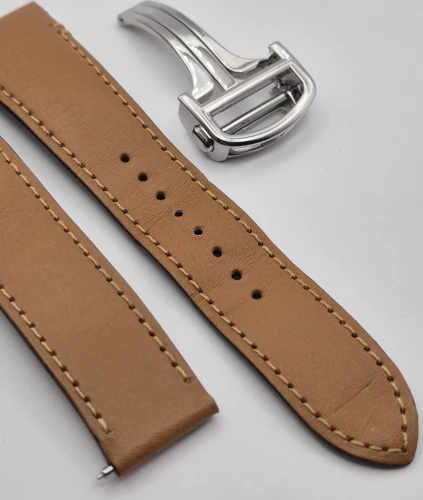 Cartier OEM Tan leather strap 21mm Quick change + Deployment clasp KDAULABK