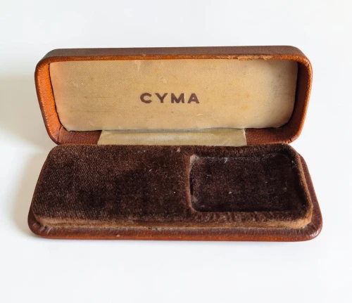 CYMA Vintage watch box circa 1940s tan brown