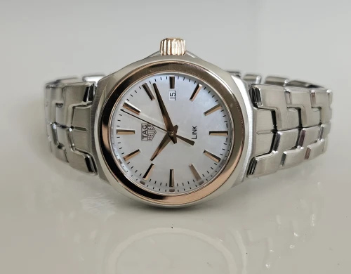 TAG Heuer Link WBC1350 Bi-colour 32mm Quartz 18ct Gold bezel & Mother of Pearl dial