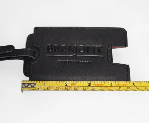 Bremont leather luggage tag Black / Charcoal made in England