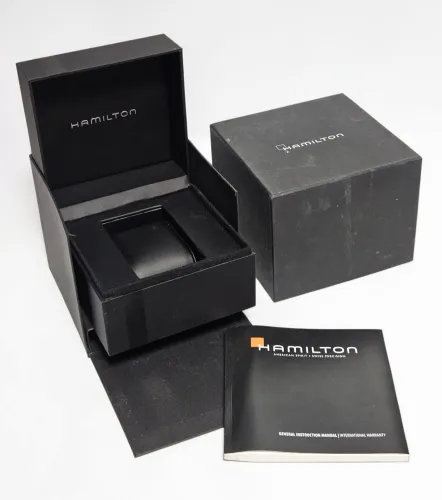 Hamilton Watch box black square design with manual