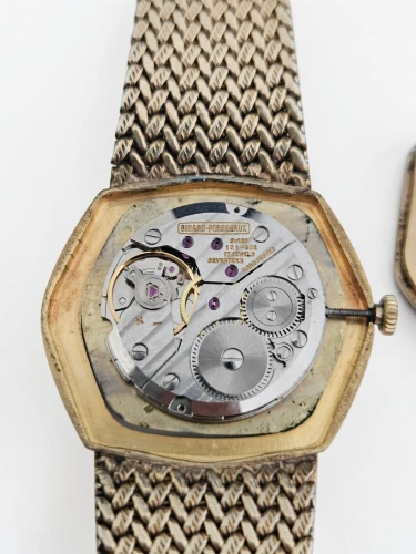 Girard Perregaux Manual wind watch Gold Plated Hexagonal case with integrated bracelet Circa 1980s