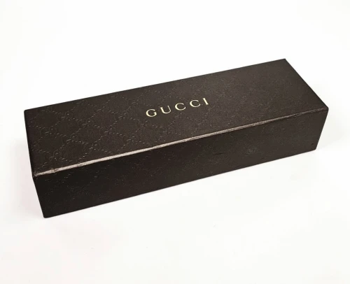 Gucci long flat box for watches / bracelets / jewellery with grey velvet pouch