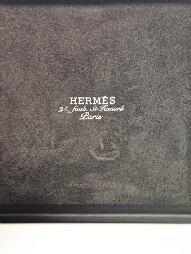 Hermes necklace box Square shape Black inner lining with Orange outer box