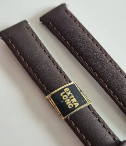 12mm Extra long Brown leather watch strap with stainless steel pin buckle