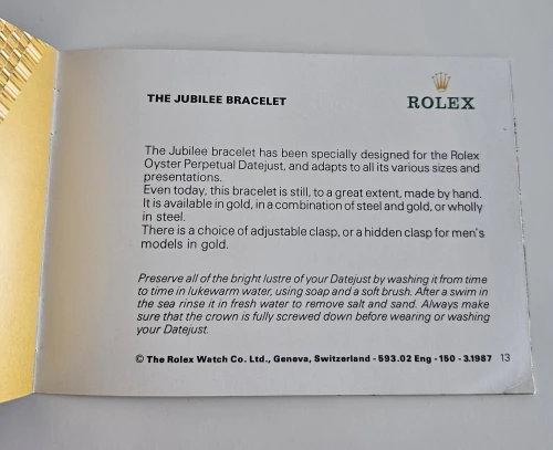 Rolex Datejust manual 1987 593.02 Eng - 150 - 3.1987