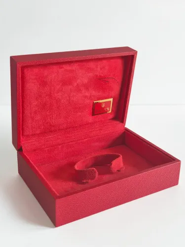 Vintage Rolex red jubilee watch box 60.00.02 embossed leather 1980s-2000s *Marked