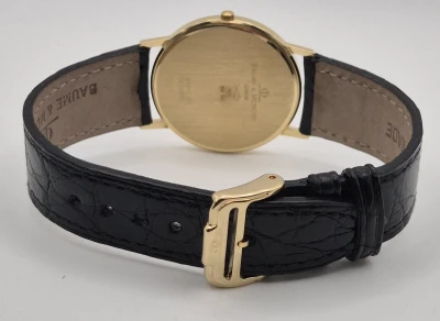 Baume & Mercier MV045088 18ct gold case, White dial, Blk Strap